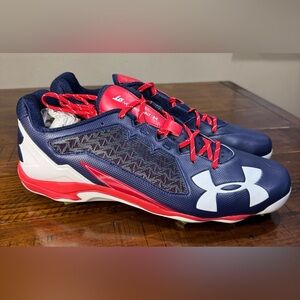 Under Armour Men’s Base Ball Cleats Size 16 Red White Blue USA colors New In Box